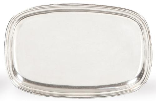  Bandeja oval de plata española punzonada 1ª Ley de Cortabarría y Cia.