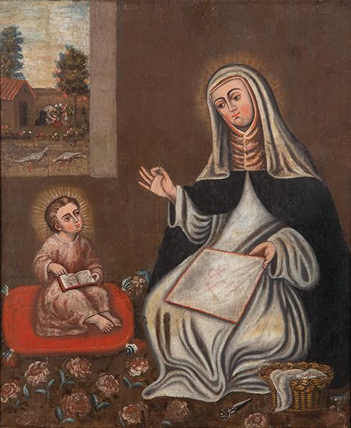 ESCUELA CUZQUEÑA S. XVIII - La Virgen María y el Niño Jesús