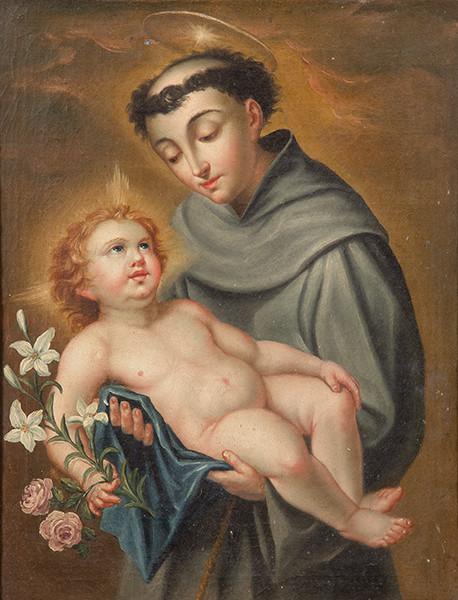 ESCUELA ESPAÑOLA FNS. S. XVIII - San Antonio y el Niño