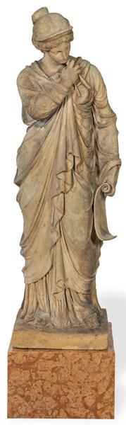 Figura de terracota de Urania musa de la Astronomia y la Astrologia, Francia o Italia S. XIX