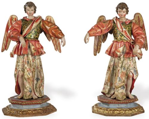  Pareja de angeles de escuela española S. XVII