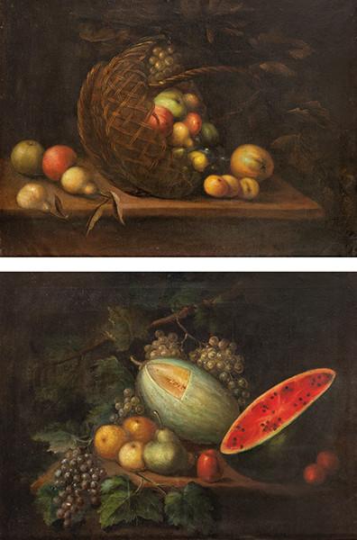  ESCUELA ESPAÑOLA S. XIX - Pareja de bodegones