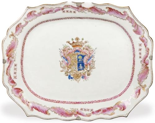 Fuente blasonada Raon de porcelana de Compañía de Indias 