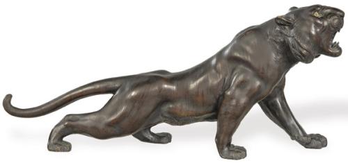  "Pantera" de bronce patinado, Japón Periodo Meiji (1868-1912)