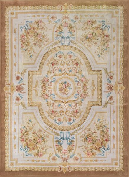 Alfombra española en lana de Miguel Stuyck, diseño Savonnerie, firmada