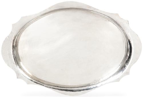 Fuente oval de plata española con punzones apócrifos S. XX.