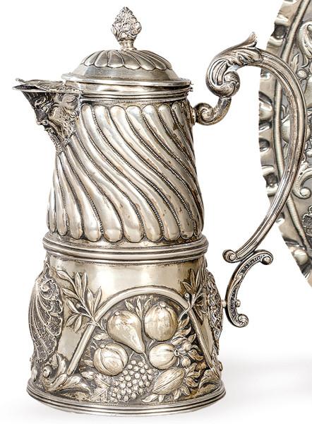  Jarra con tapa de plata española punzonada Ley 916 de Lozano.