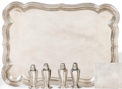  Bandeja de borde ondulado de plata española punzonada 1ª Ley de Pasgorcy