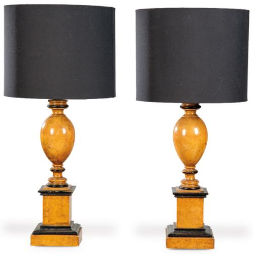  Pareja de lámparas de mesa al estilo de Pierre Lottier.