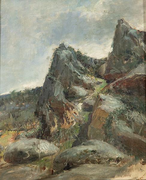  ATRIBUIDO A CARLOS DE HAES - Paisaje rocoso
