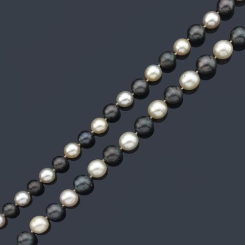 Collar largo con perlas australianas y Tahití de aprox. 10,72 mm - 12,60 mm.
