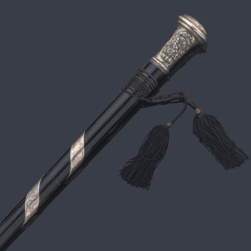 Batuta de Director de Orquesta realizada en madera ebonizada con detalles en plata. Año 1878.