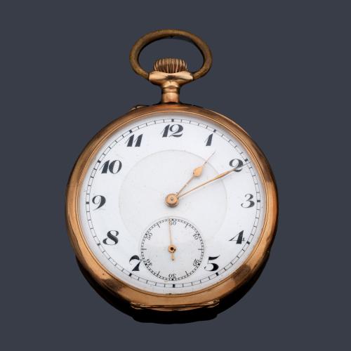  Reloj lepin con caja en oro rosa de 14 K.