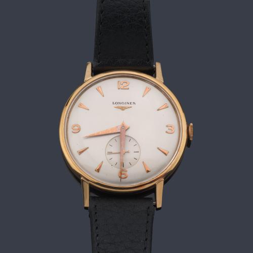  LONGINES de caballero con caja en oro amarillo de 18 K, años 60.