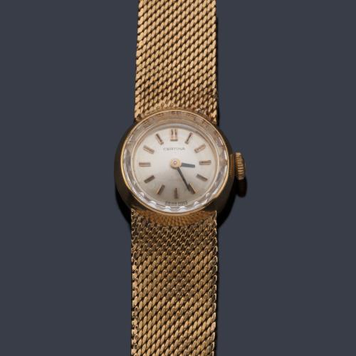 CERTINA de señora con caja y brazalete en oro amarillo de 18 K.