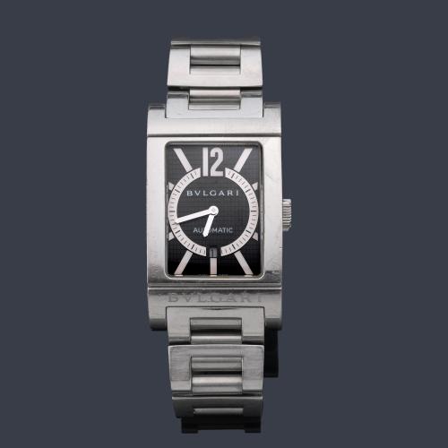  BVLGARI Rettangolo ref. RT45S de caballero con caja y brazalete en acero.