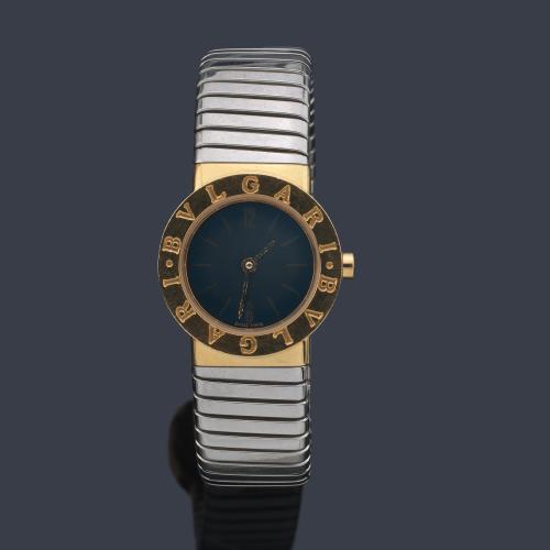  BVLGARI Bvlgari tubogás ref. BB 23 DT de señora con caja y brazalete en acero y oro amarillo de 18 K.
