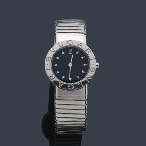 BVLGARI Bvlgari tubogás ref. BB 26 2DT de señora con caja y brazalete en acero.