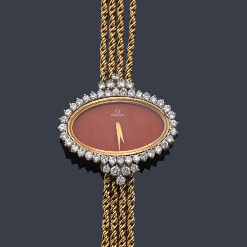  OMEGA de señora con caja y brazalete en oro amarillo de 18 K, años 70.