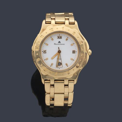 MAURICE LACROIX ref. A 82188 de caballero con caja y brazalete en oro amarillo de 18 K