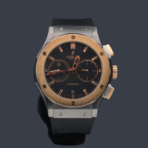  HUBLOT Cassic Fusion Chronograph ref. 521.NO.1180.RX de caballero con caja en titanio y oro rosa. Caja y documentación.