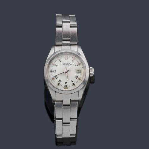  ROLEX  Oyster Perpetual Date. Reloj de señora con caja y brazalete en acero.