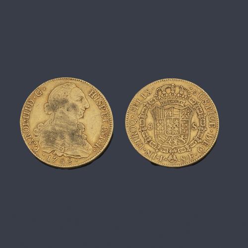 Carlos III 8 escudos, Popayán 1782 SF