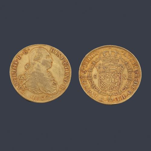 Carlos IV 8 escudos, Méjico 1807 TH