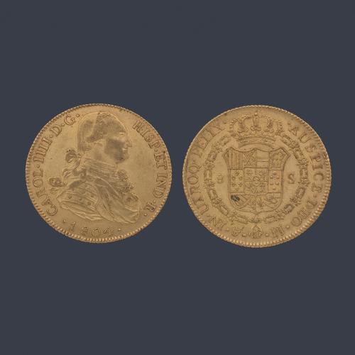  Carlos IV 8 escudos, Santiago 1804 PJ
