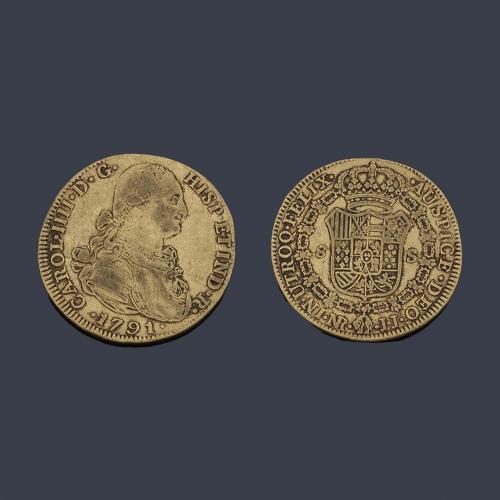  Carlos IV 8 escudos, Nuevo Reino  1791 JJ