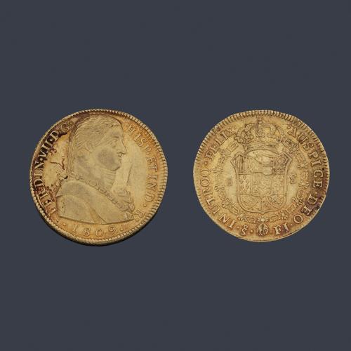 Fernando VII 8 escudos, Santiago 1809 FJ
