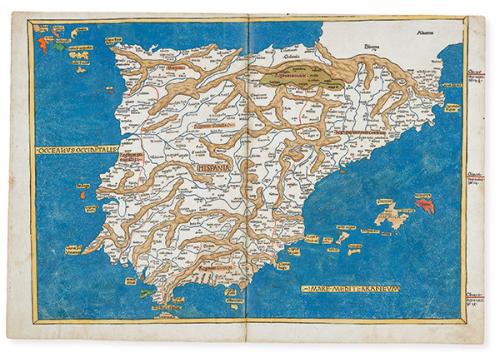  CLAUDIO PTOLOMEO - Tabula Moderna Hispanie (o Tabula Moderna et Nova Hispaniae), Ulm. 1482
