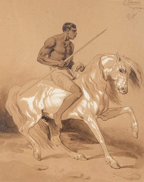  ESCUELA FRANCESA S. XIX - Africano a caballo