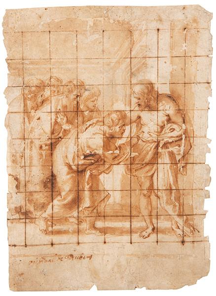  ATRIBUIDO A PEDRO PABLO RUBENS - La incredulidad de Santo Tomás (estudio)