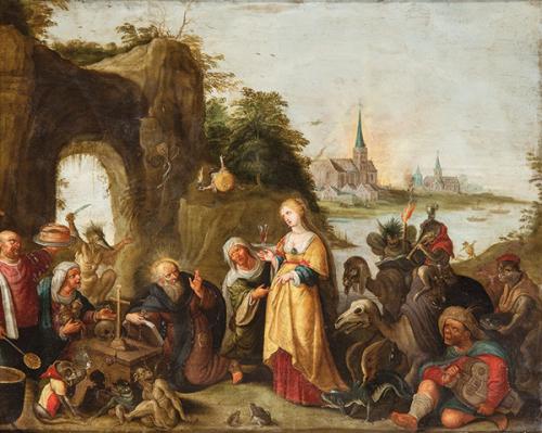  ESCUELA FLAMENCA S. XVII - Las tentaciones de San Antonio