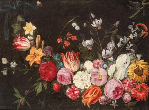 JAN VAN KESSEL EL VIEJO - Orla de flores (fragmento)