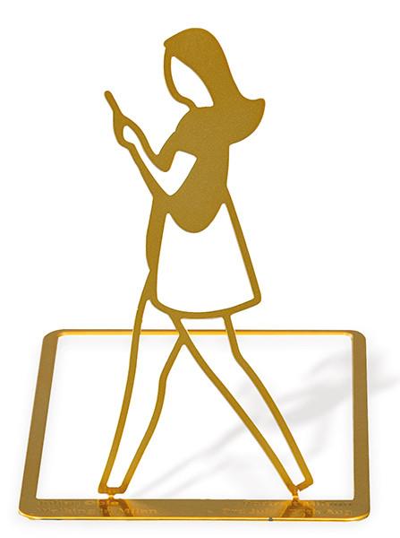 JULIAN OPIE - Gold Woman with Phone
