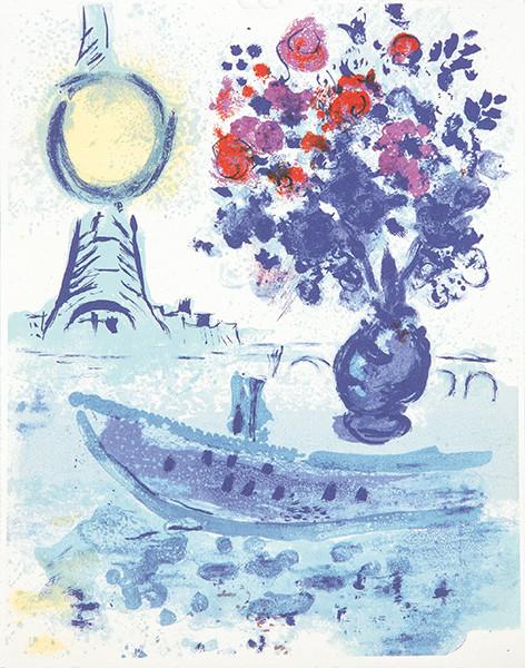 MARC CHAGALL - Bateau-Mouche au Bouquet (Regards sur Paris)