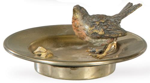  "Gorrión"  Vacia-bolsillos en bronce policromado, Viena mediados S. XIX.