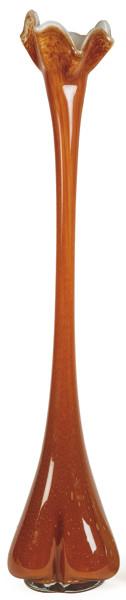  Jarrón de cristal de Murano de cuello largo en color caramelo.