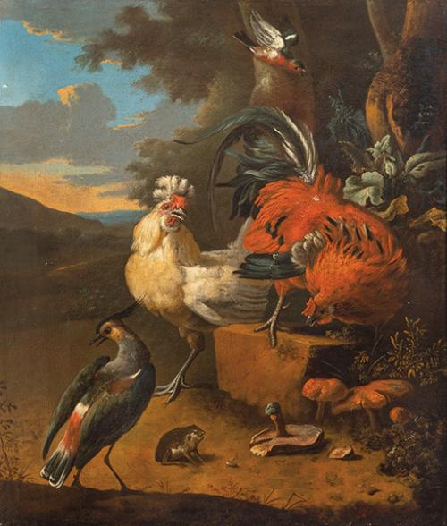  ATRIBUIDO A MELCHIOR D'HONDECOETER - Gallos y otros animales