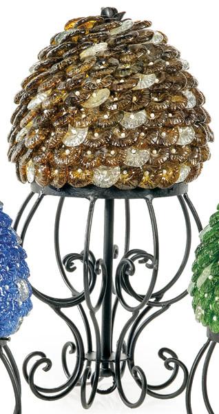  Lámpara de mesa de cristal de Murano modelo "Erizo" con base de hierro forjado.