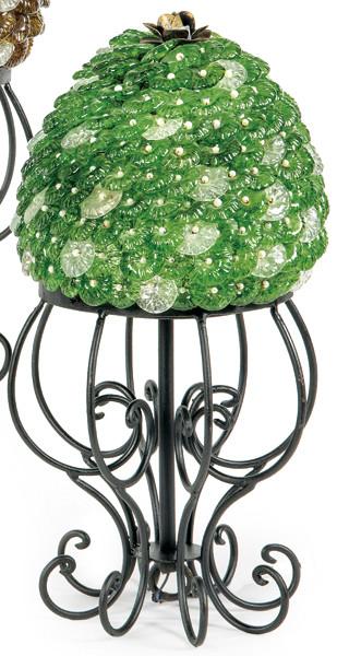  Lámpara de mesa de cristal de Murano modelo "Erizo" color verde con base de hierro forjado.