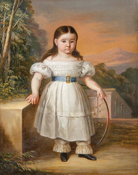  ATRIBUIDO A ANTONIO MARÍA ESQUIVEL - Retrato de niña