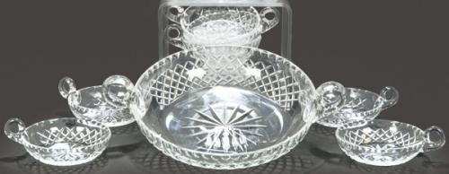  Juego de helado de cristal tallado primer tercio S. XX