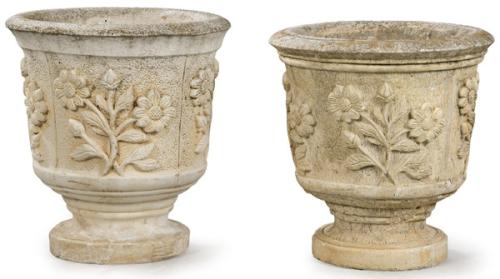  Pareja de copas de jardín en arenisca.