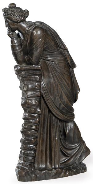  "Polimnia" en bronce patinado con sello de reducción mecánica de Achille Collas para la casa Barbedienne, Francia S. XIX.