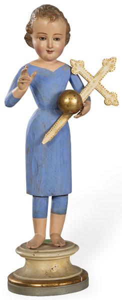  "Niño Jesús con el Orbe" talla vestidera de madera tallada y policromada, Valencia S. XIX