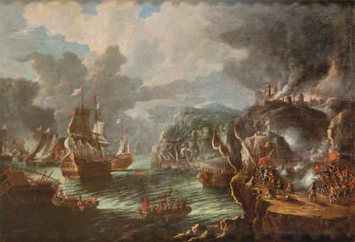ESCUELA ITALIANA S. XVIII - Batalla naval