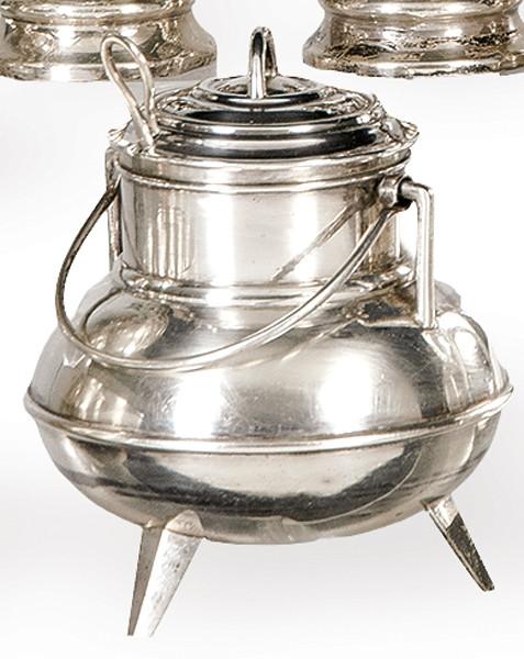 Azucarero de plata española punzonada Ley 916 con marca Bacariza pp. S. XX.